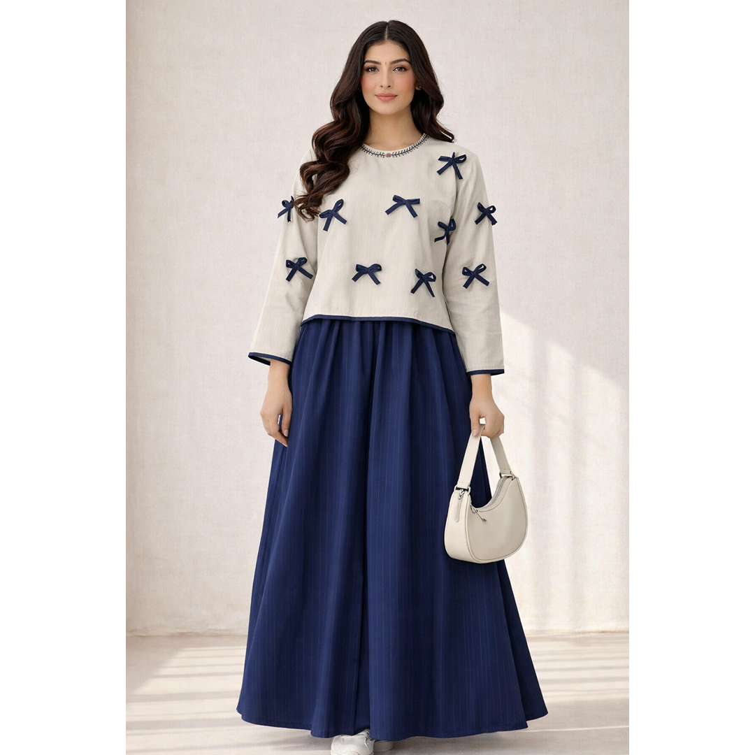 Embroidered Bow Maxi