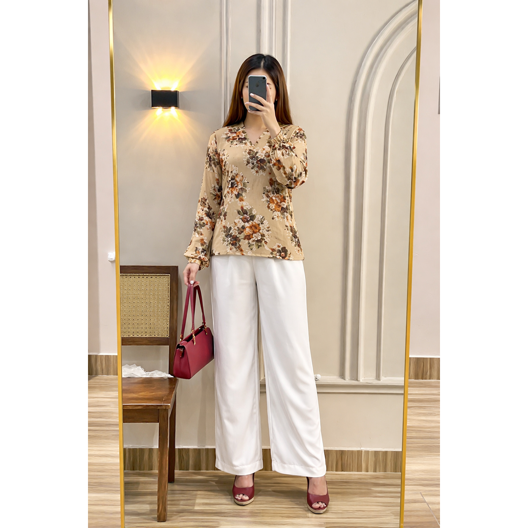 Flora Vibe Edit – Printed Chic Top with Trouser