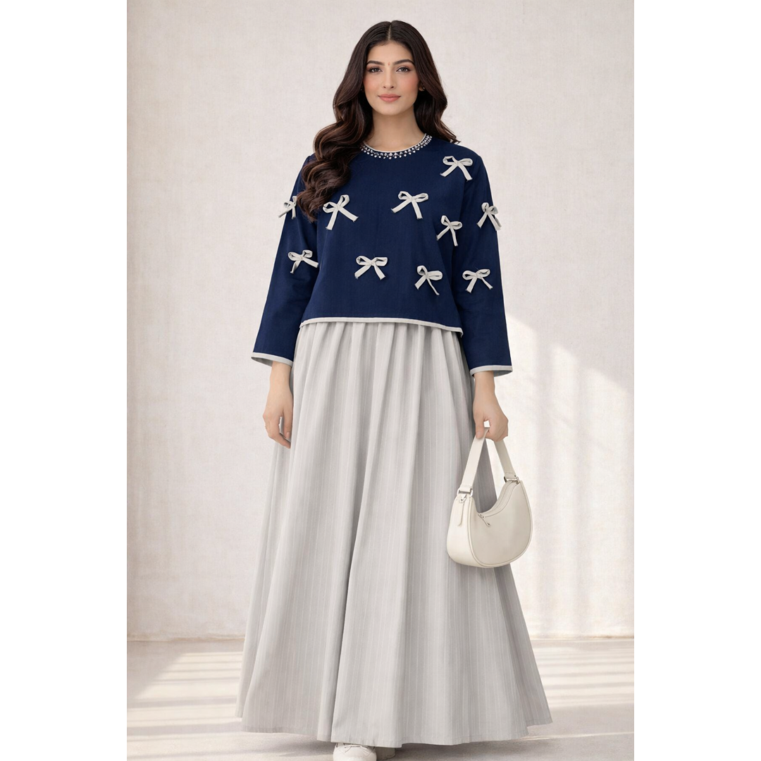Embroidered Bow Maxi