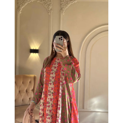 Rosewood Mirage – Premium Floral Printed Maxi Dress for Women (3 Piece)