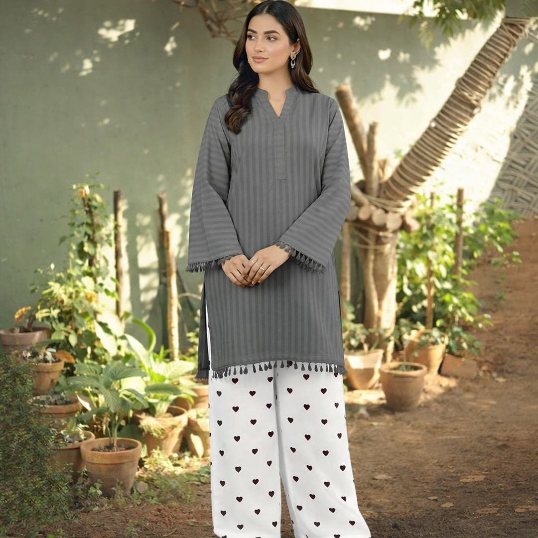 Heart-Embroidered Co-Ord Set