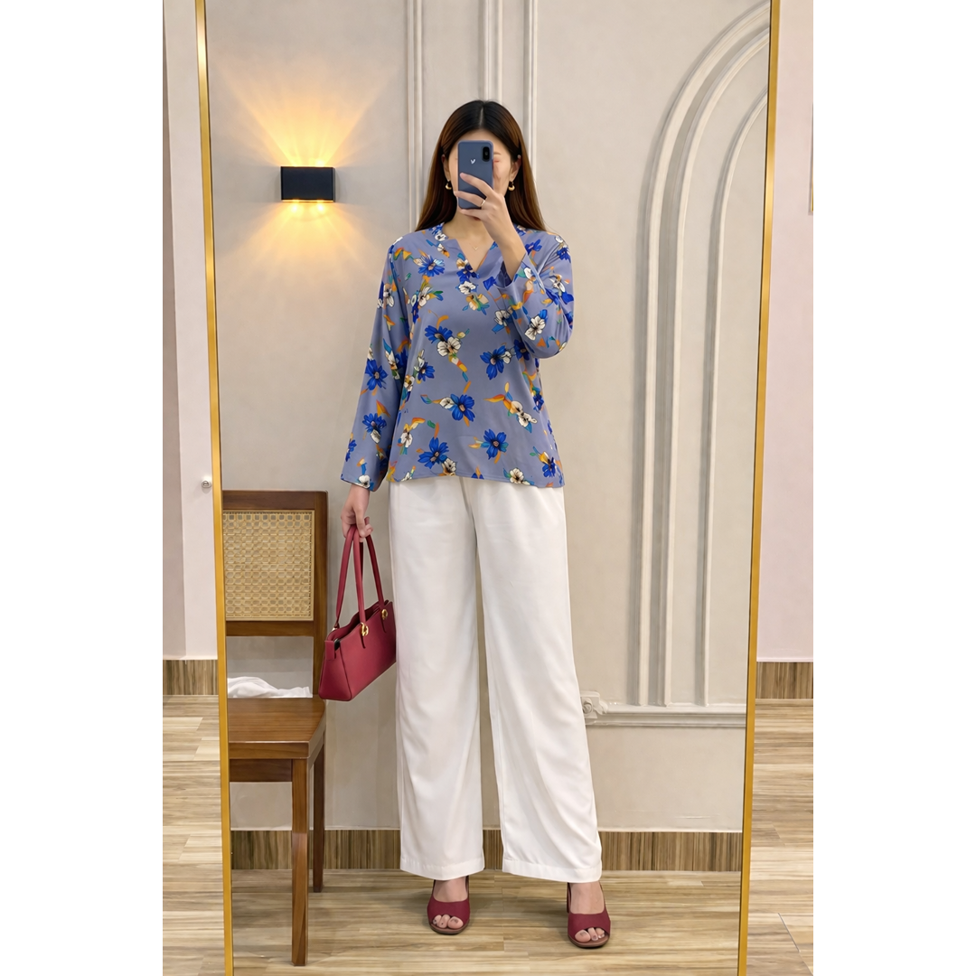 Flora Vibe Edit – Printed Chic Top with Trouser