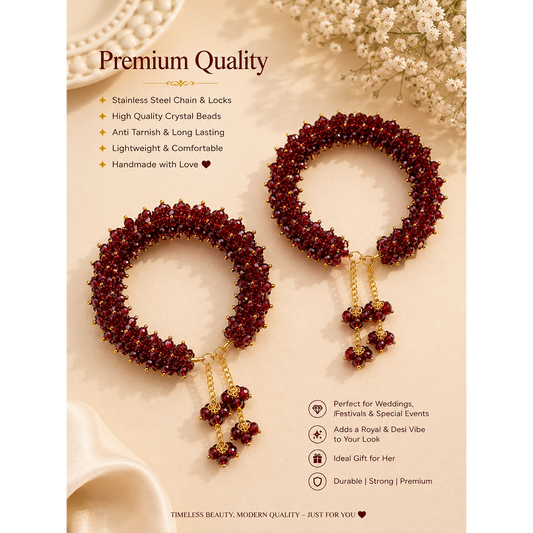 Ruby Royale Crystal Bracelet Set – Premium Handmade Adjustable Bangles(Pair)