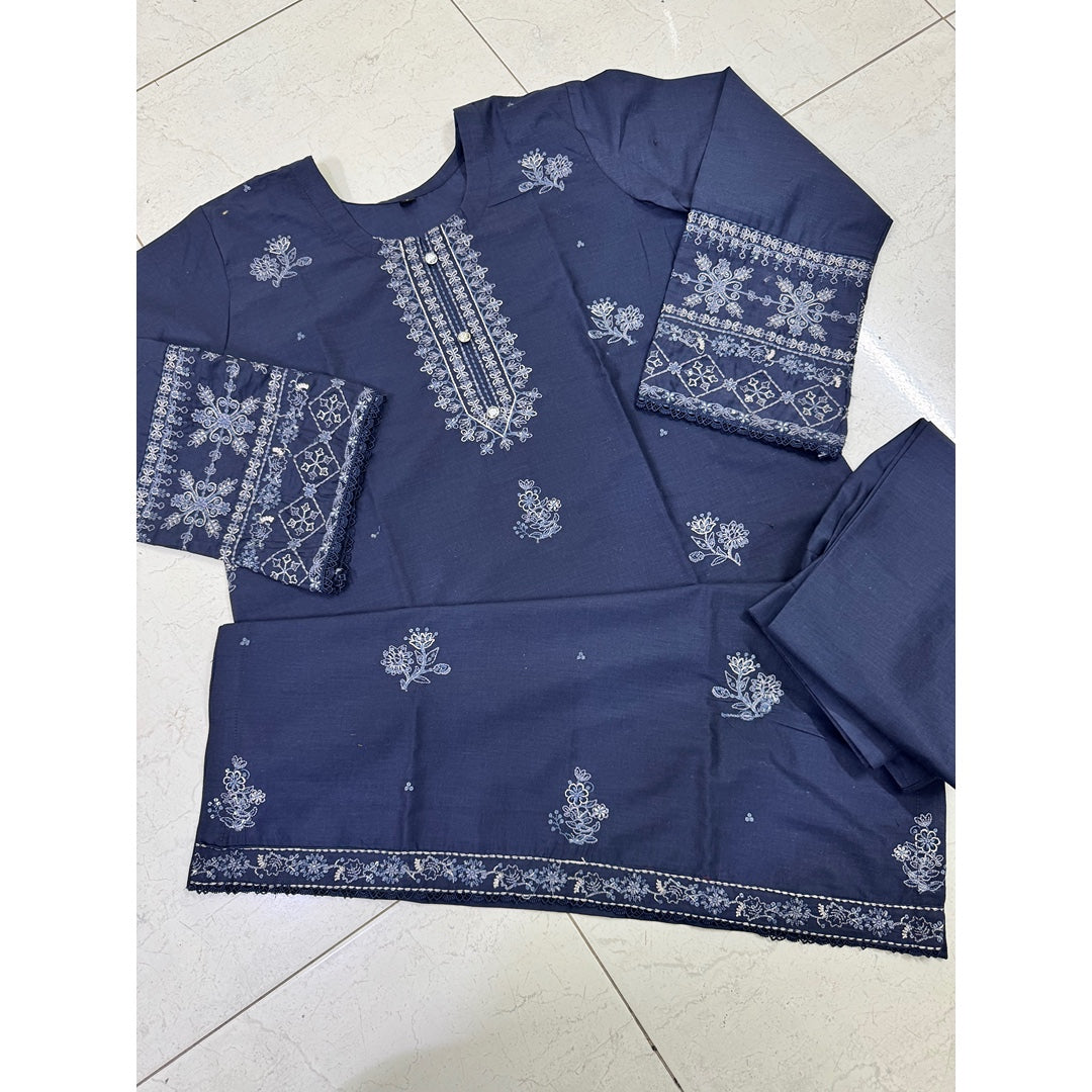 Midnight Noor – Navy Blue Embroidered 2PC Elegant Suit