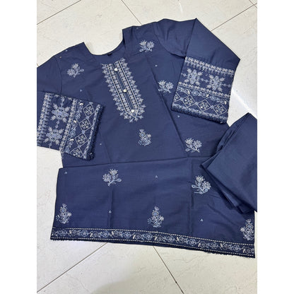 Midnight Noor – Navy Blue Embroidered 2PC Elegant Suit
