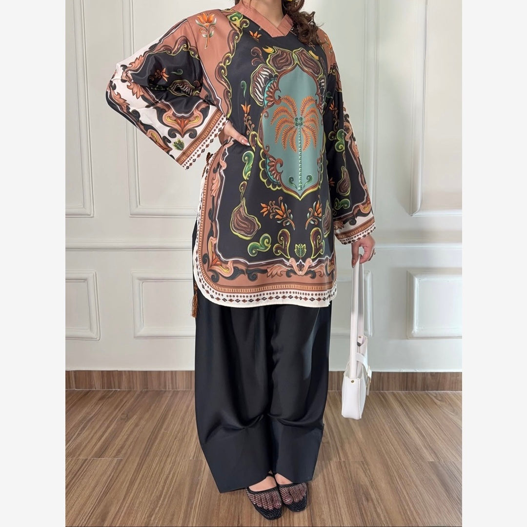 Noir Vibe Printed Co-Ord Set for Women( 2 Piece)