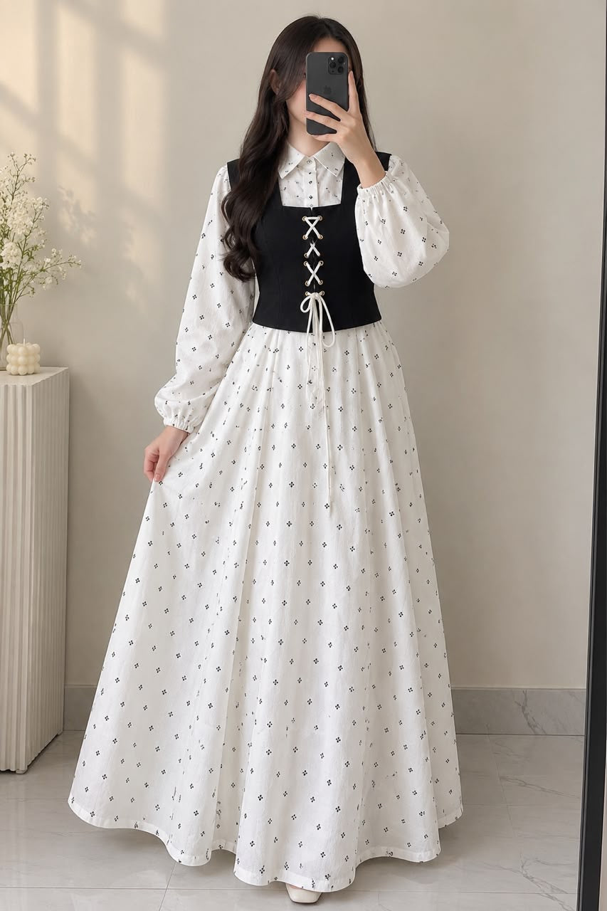 Embossed Printed Long Cinderella Maxi