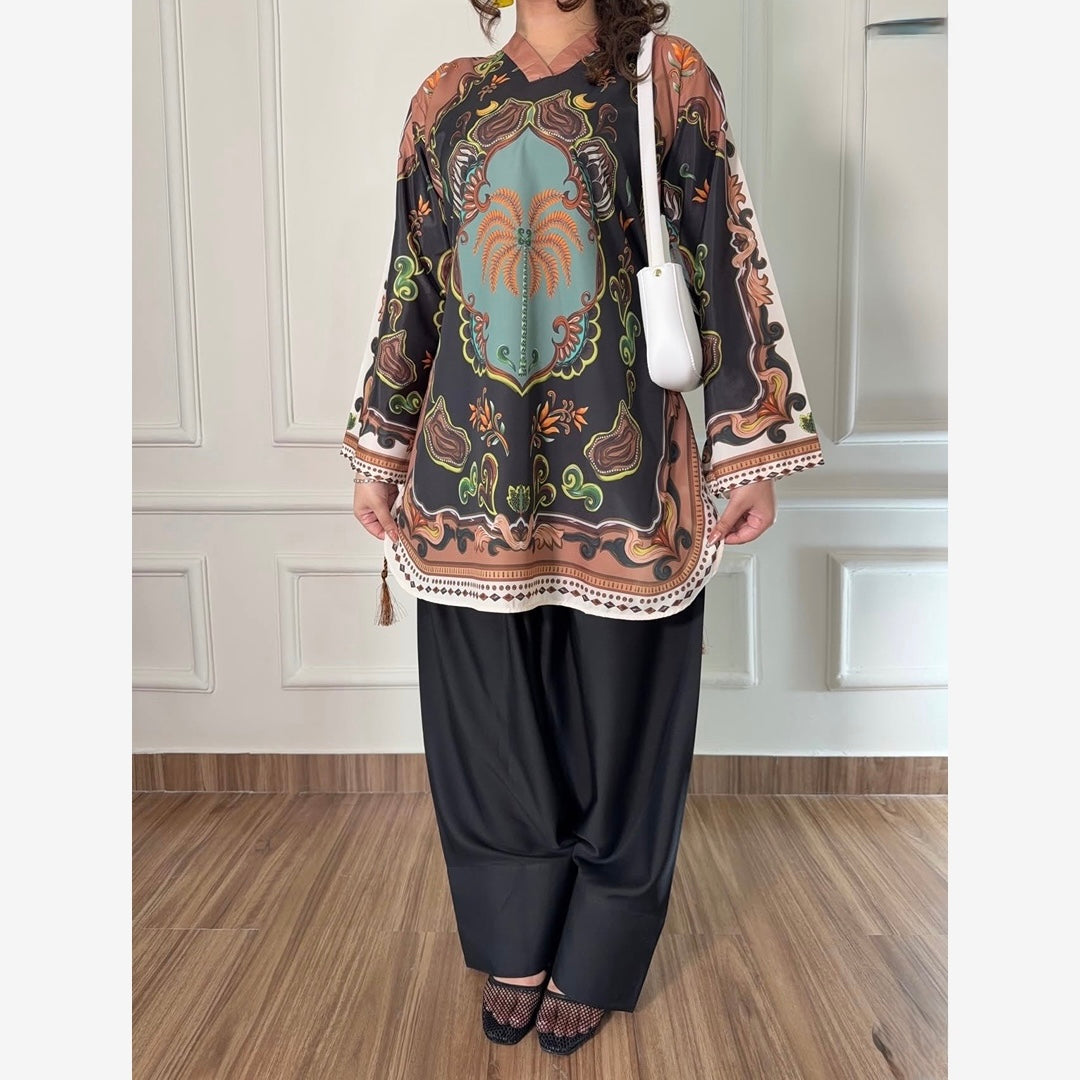 Noir Vibe Printed Co-Ord Set for Women( 2 Piece)