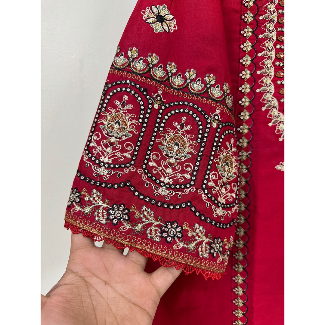Shehnai Crimson Luxe – Heavy Gold Embroidered 2PC Festive Suit