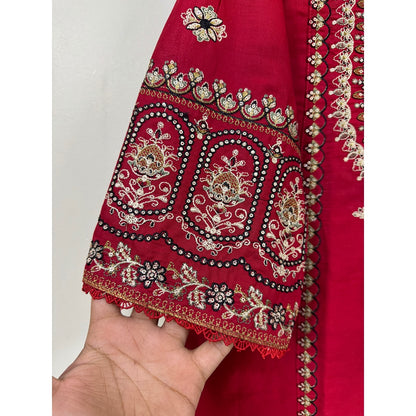 Shehnai Crimson Luxe – Heavy Gold Embroidered 2PC Festive Suit