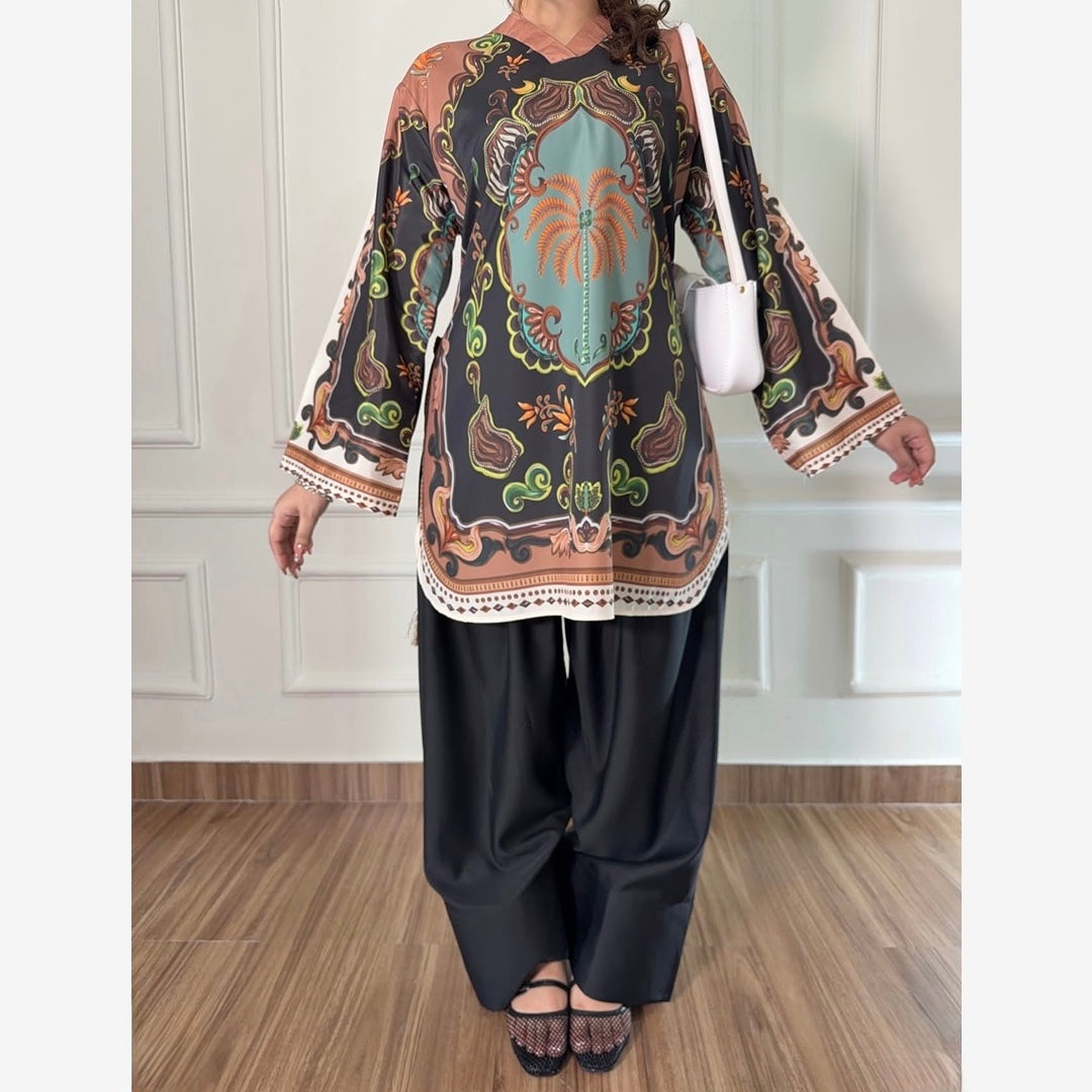 Noir Vibe Printed Co-Ord Set for Women( 2 Piece)