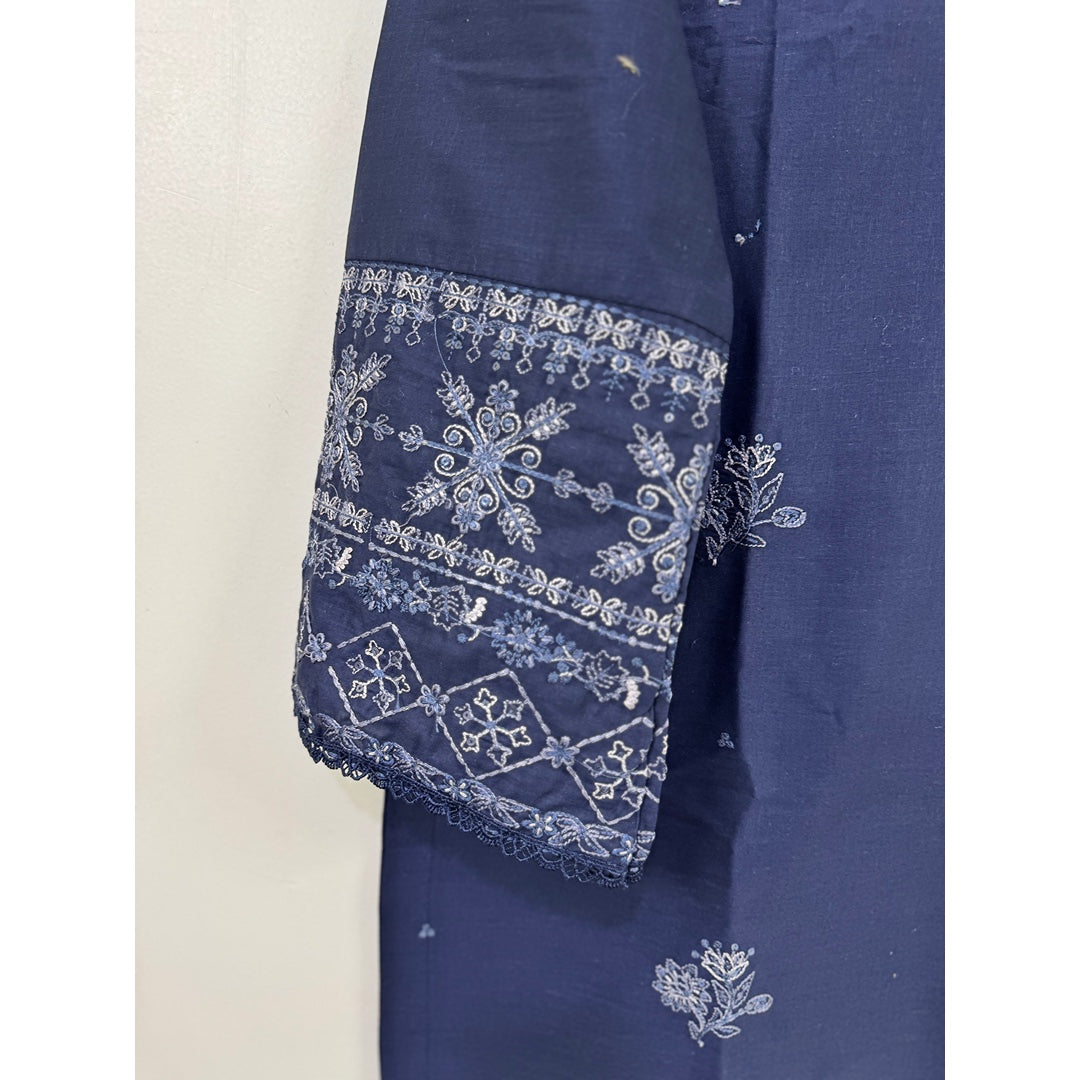Midnight Noor – Navy Blue Embroidered 2PC Elegant Suit