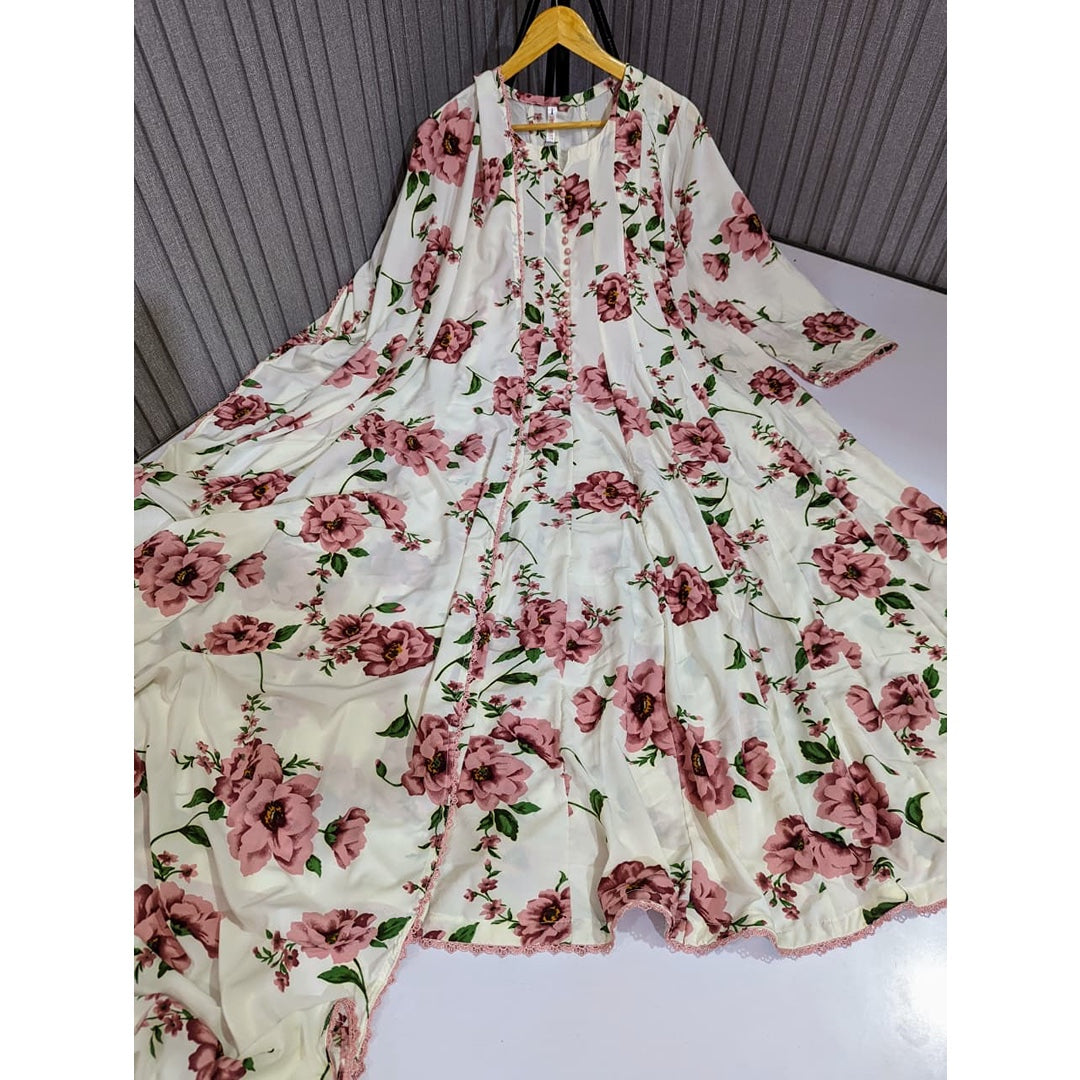 Rose Noir & Ivory Bloom Georgette Maxi Set (2 piece)