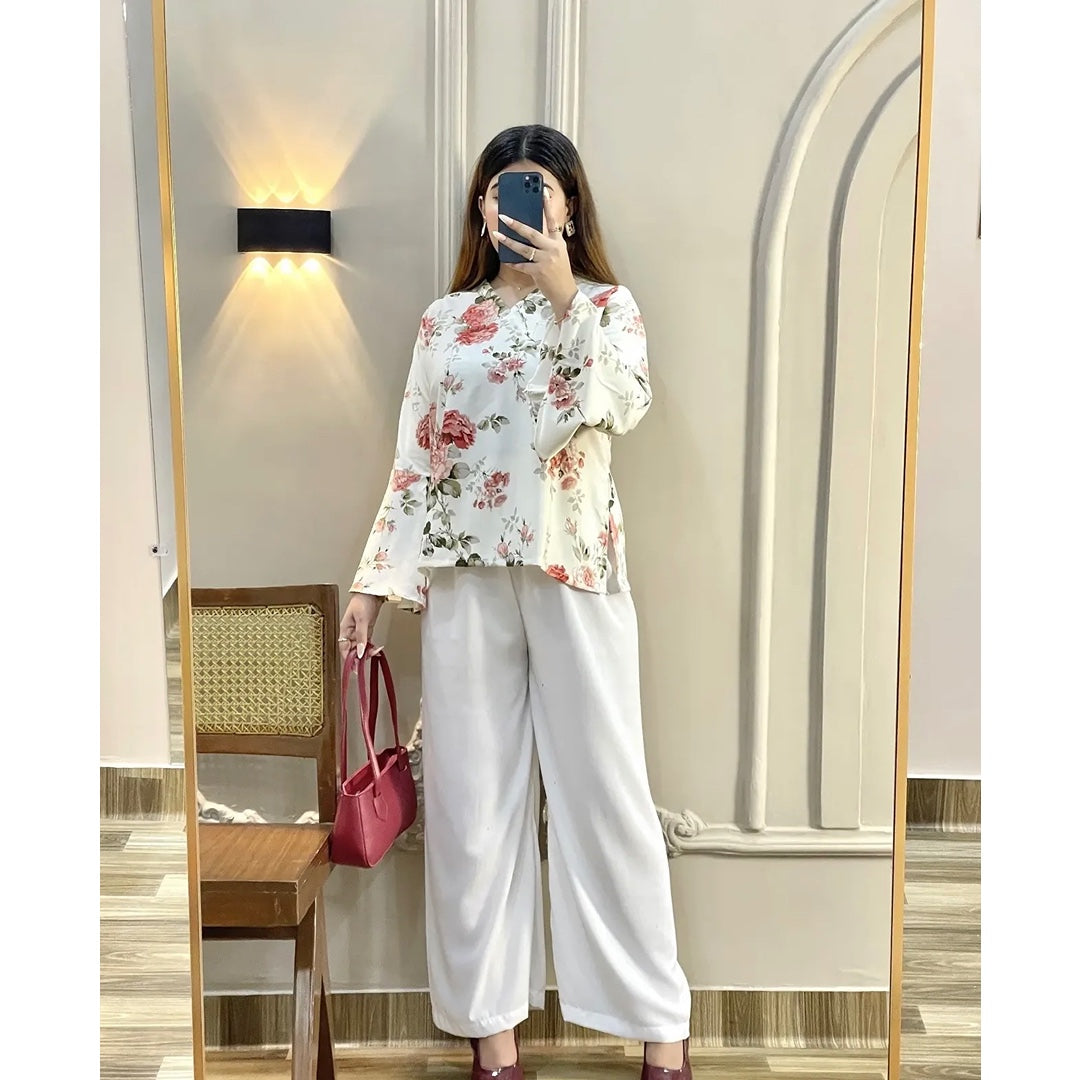 Flora Vibe Edit – Printed Chic Top with Trouser