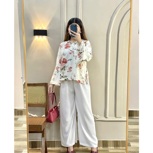 Flora Vibe Edit – Printed Chic Top with Trouser