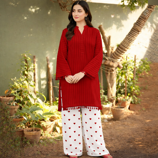 Heart-Embroidered Co-Ord Set