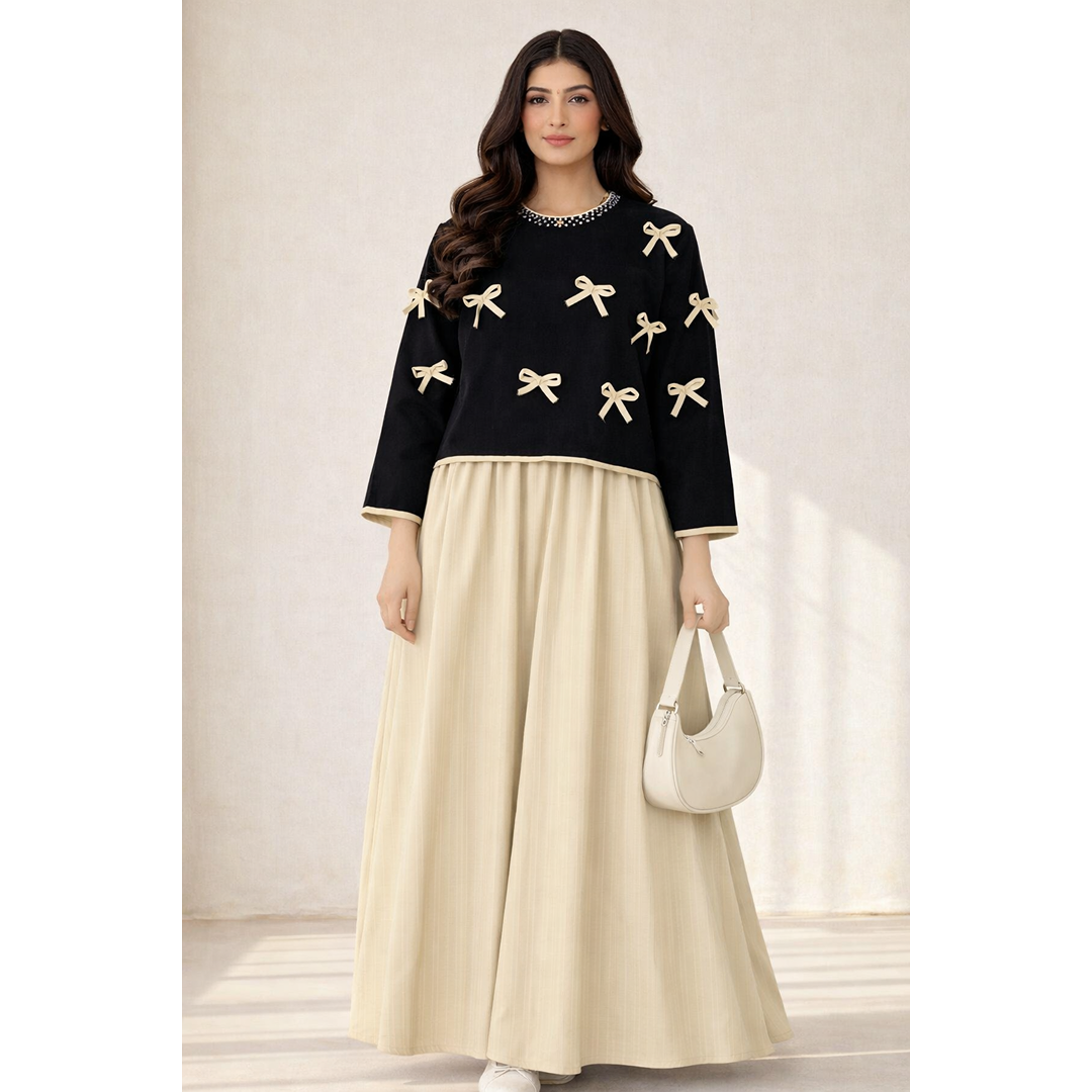 Embroidered Bow Maxi