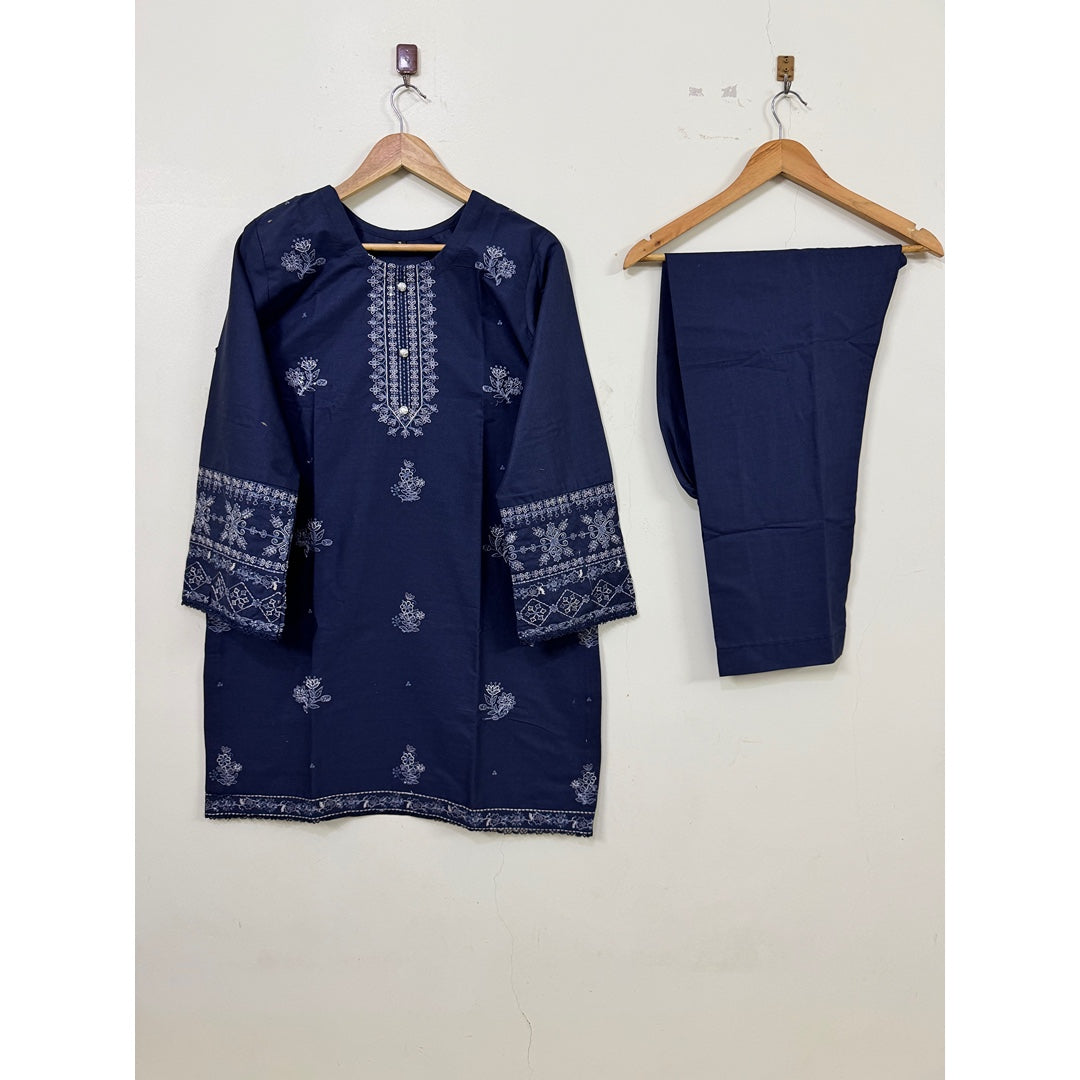 Midnight Noor – Navy Blue Embroidered 2PC Elegant Suit