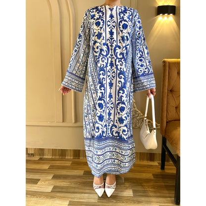 Azure Royale – Premium Printed Lawn Long Kaftan Two Piece