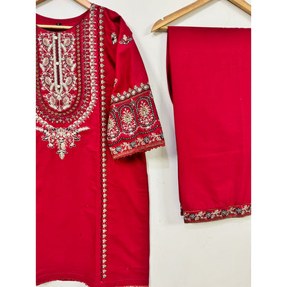 Shehnai Crimson Luxe – Heavy Gold Embroidered 2PC Festive Suit