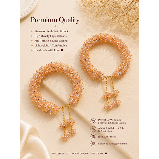 Champagne Blush Crystal Bracelet Set – Premium Handmade Adjustable Bangles(Pair)