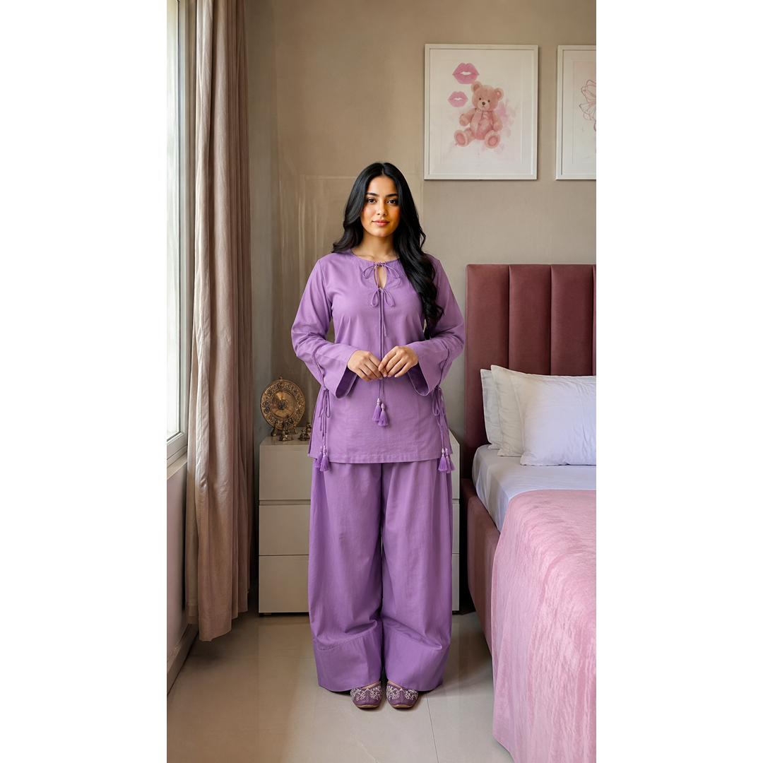 Elegant Farshi Salwar & Kameez Set with Tassel Detailing (2 Piece)