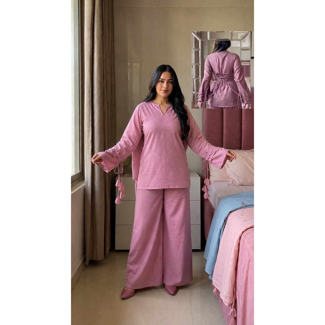 Elegant Farshi Salwar & Kameez Set with Tassel Detailing (2 Piece)