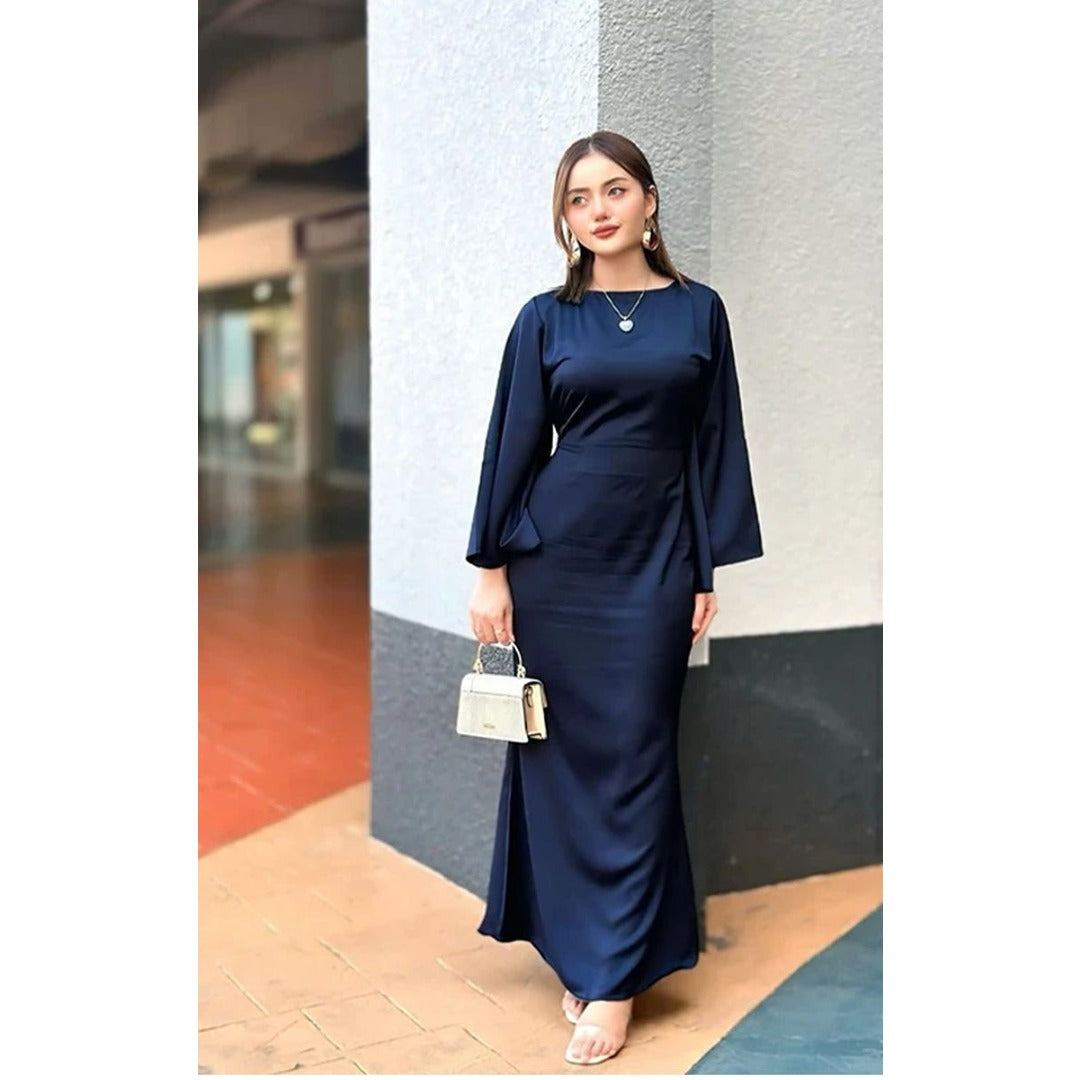 Elegant Maroon Long Maxi Dress with Flared Sleeves