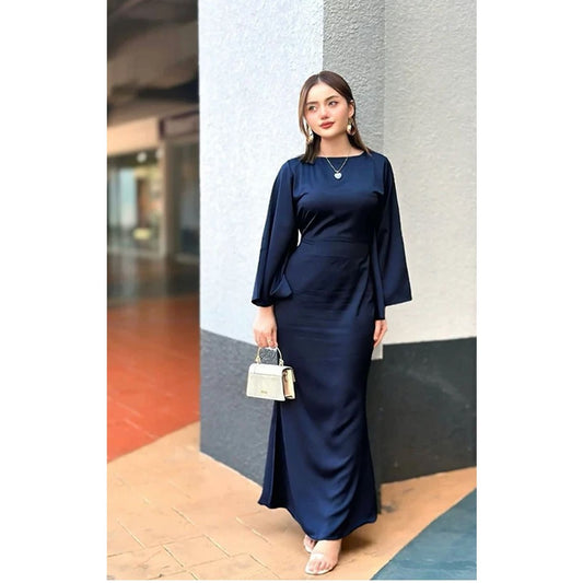 Elegant Maroon Long Maxi Dress with Flared Sleeves