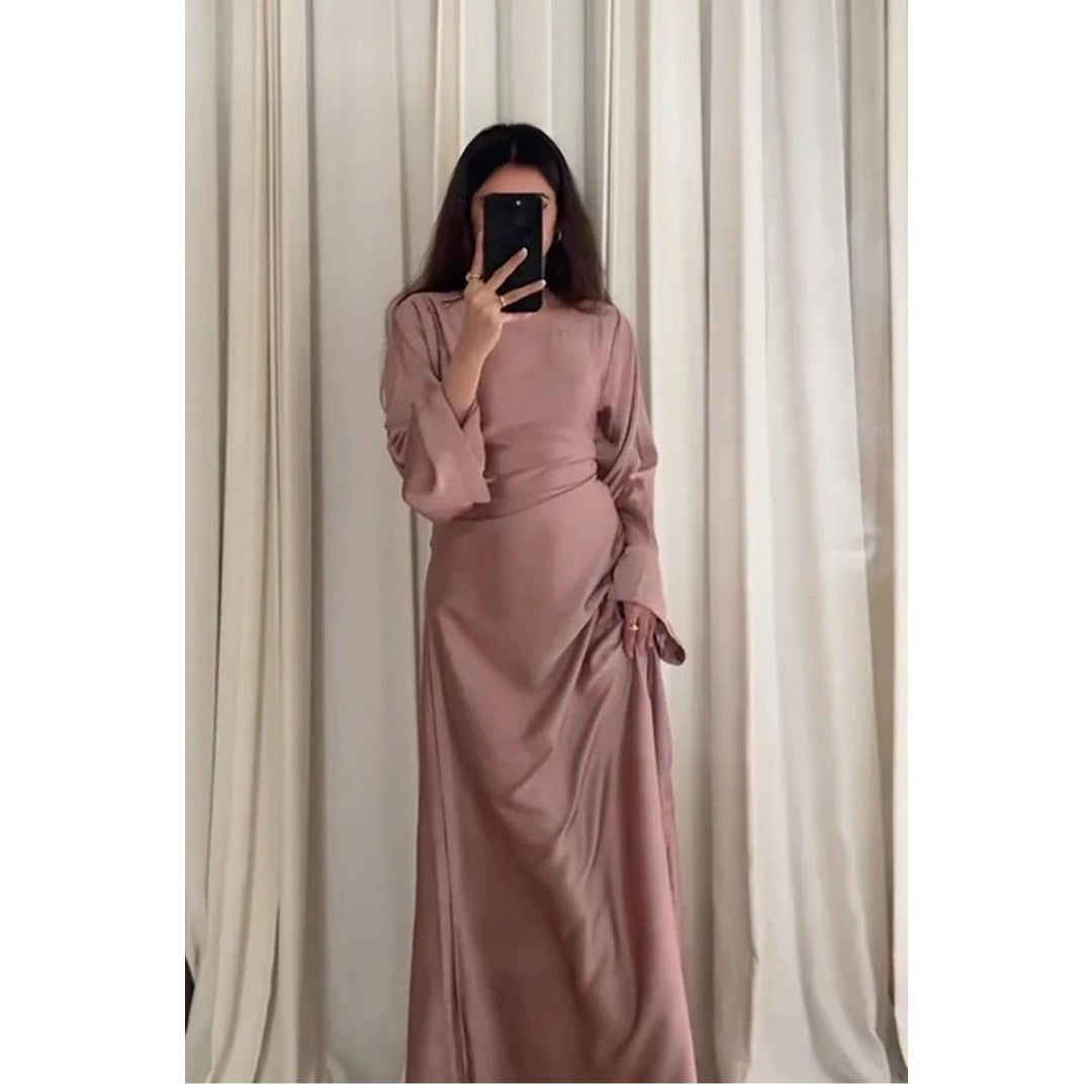 Elegant Maroon Long Maxi Dress with Flared Sleeves