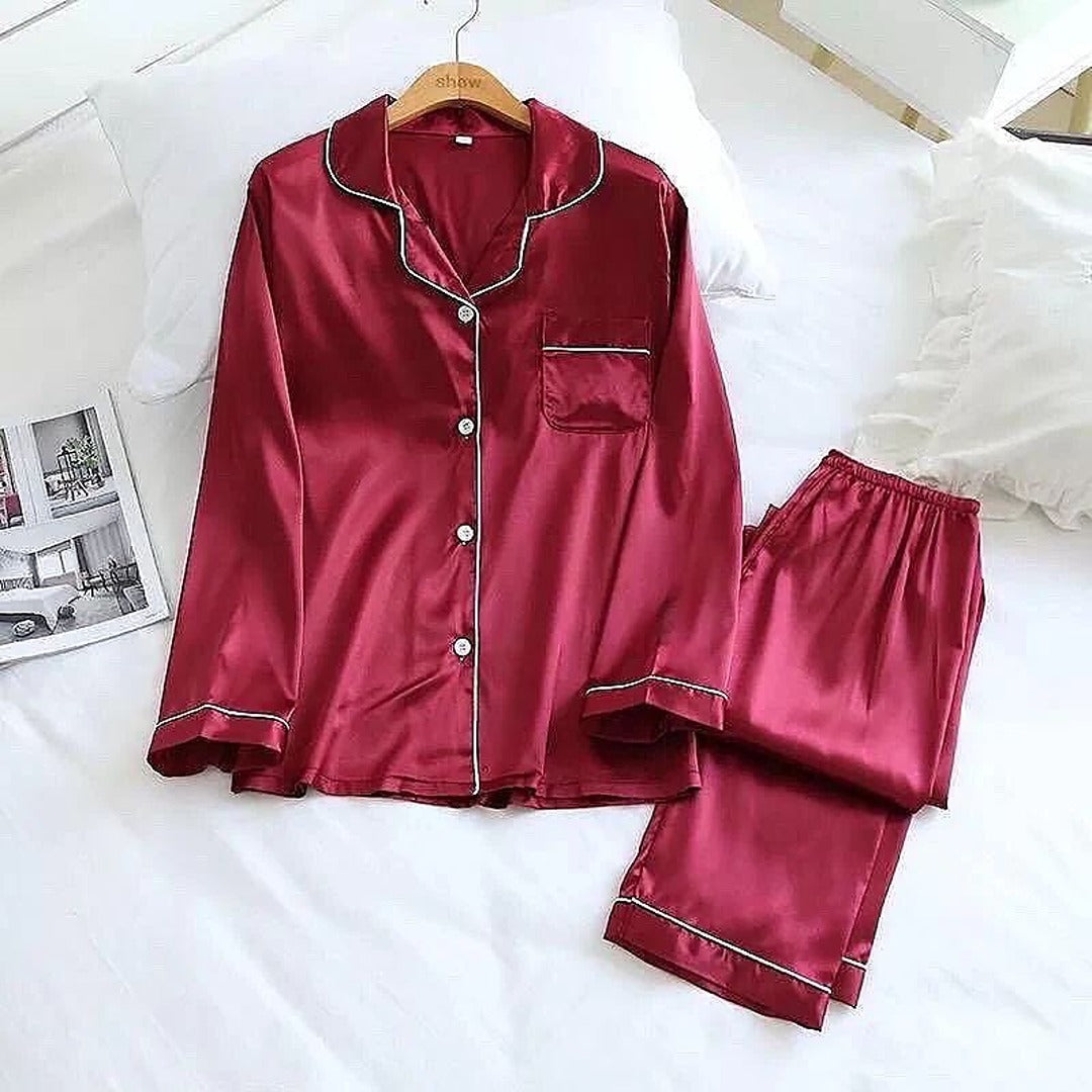 Maroon Silk Dreams Elegant Night Suit for Girls