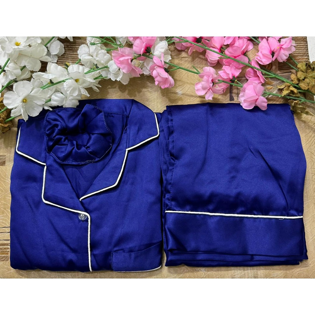 Blue Silk Dreams Elegant Night Suit for Girls