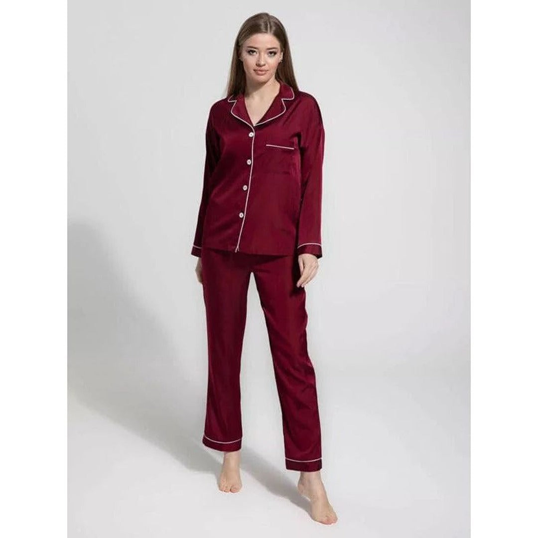 Maroon Silk Dreams Elegant Night Suit for Girls