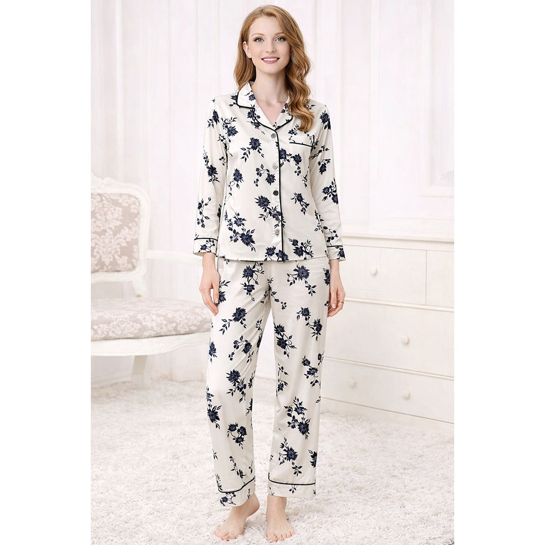 Floral Silk Dreams Elegant Night Suit for Girls