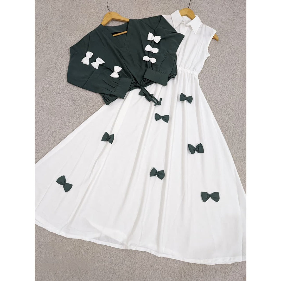 Elegant Bow Two-Piece Dress Set