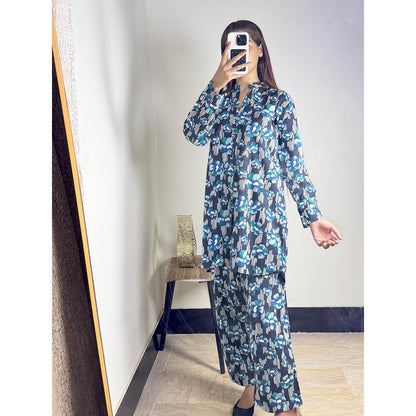 Floral Stylish Printed 2-Piece Women’s Co-Ord Set (Shirt & Trouser)