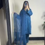 Elegant teal blue 3-piece stitched suit