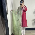 Deep red 3-piece cotton suit