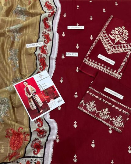 3-Piece Unstitched Embroidered Lawn Suit