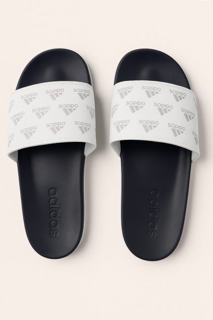 ADIDAS BLACK WHITE PRINTED SLIDE (PREMIUM QUALITY)