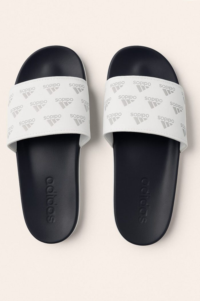 ADIDAS BLACK WHITE PRINTED SLIDE (PREMIUM QUALITY)