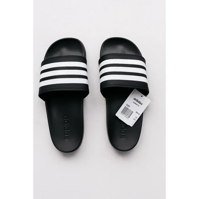 ADIDAS ADILETTE BLACK WHITE 3 STIPE SLIDE