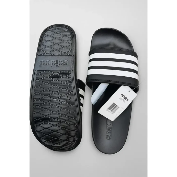 ADIDAS ADILETTE BLACK WHITE 3 STIPE SLIDE