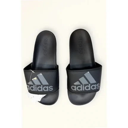 ADIDAS BLACK GREY PRINTED LOGO SLIDE