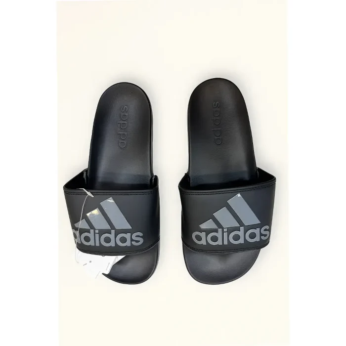 ADIDAS BLACK GREY PRINTED LOGO SLIDE