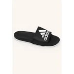 ADIDAS BLACK WHITE PRINTED LOGO SLIDE
