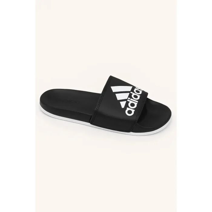 ADIDAS BLACK WHITE PRINTED LOGO SLIDE