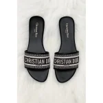 CHRISTIAN DIOR PARIS DWAY SLIDES – FULL BLACK PRINTED