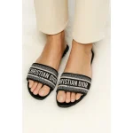 CHRISTIAN DIOR PARIS DWAY SLIDES – FULL BLACK PRINTED