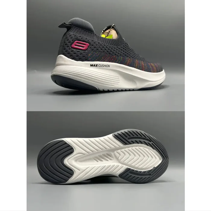 SKECHERS GREY-WHITE MAX CUSHION WOMEN SHOES